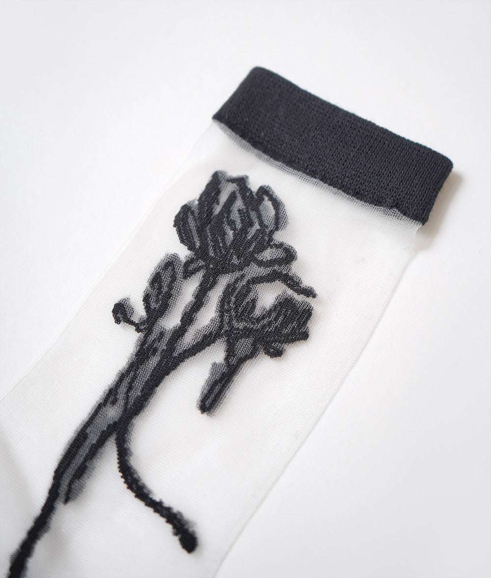 Monochrome flower sheer socks