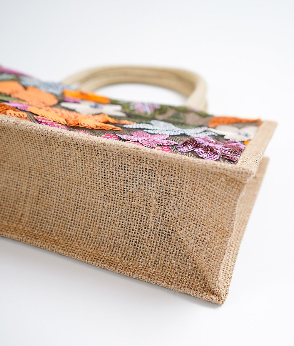 Sparkling flower sequin tote bag