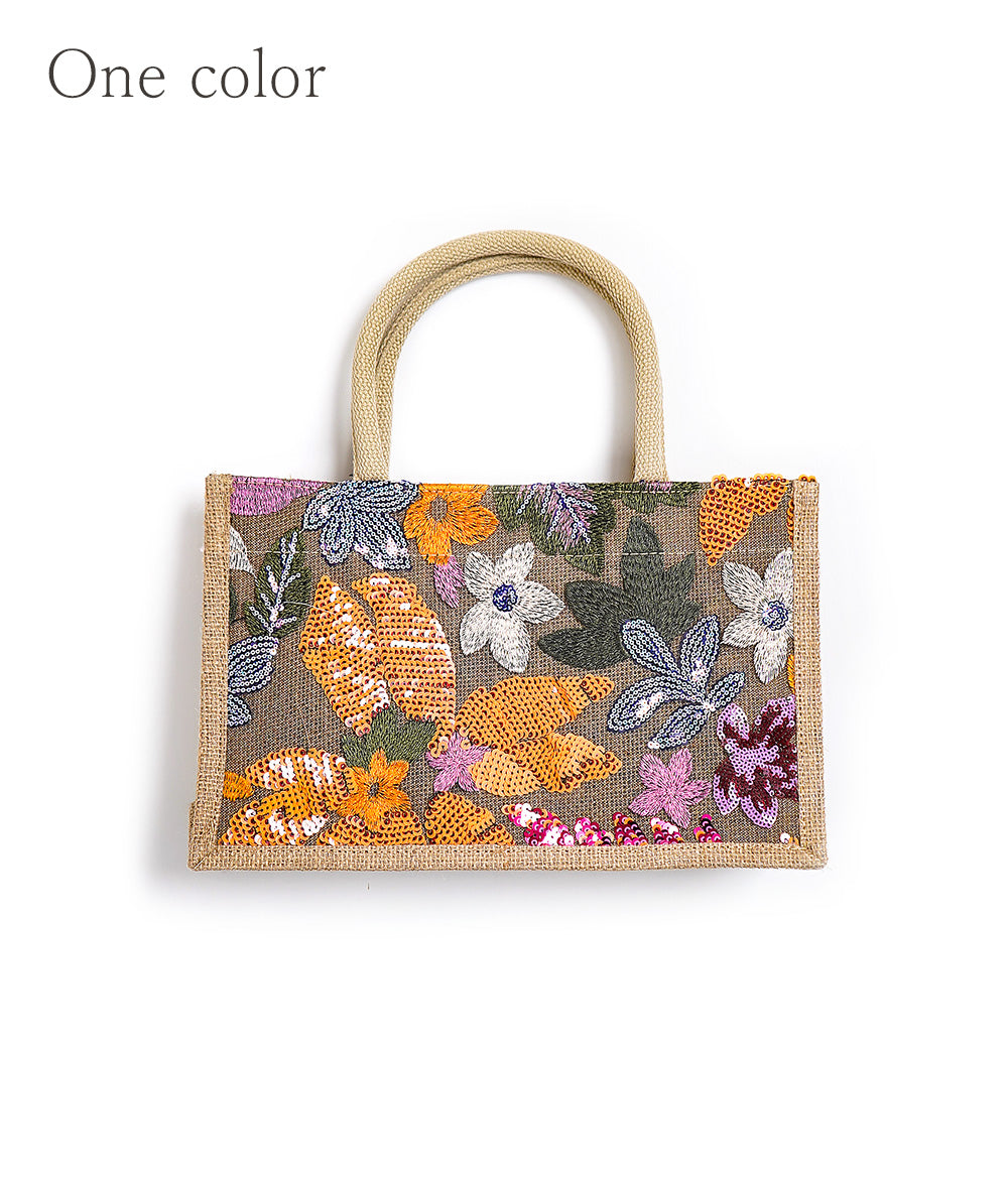 Sparkling flower sequin tote bag