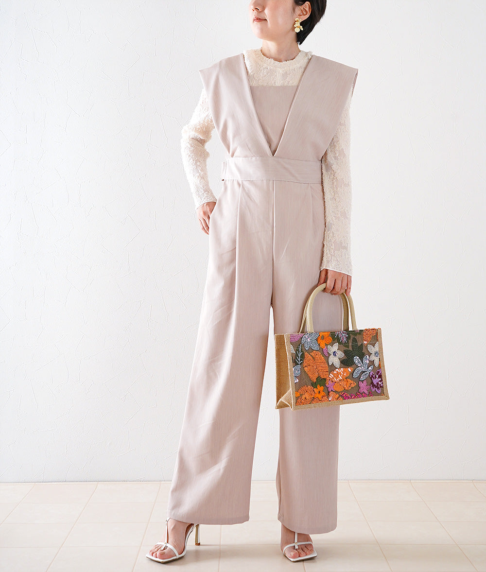 Sparkling flower sequin tote bag