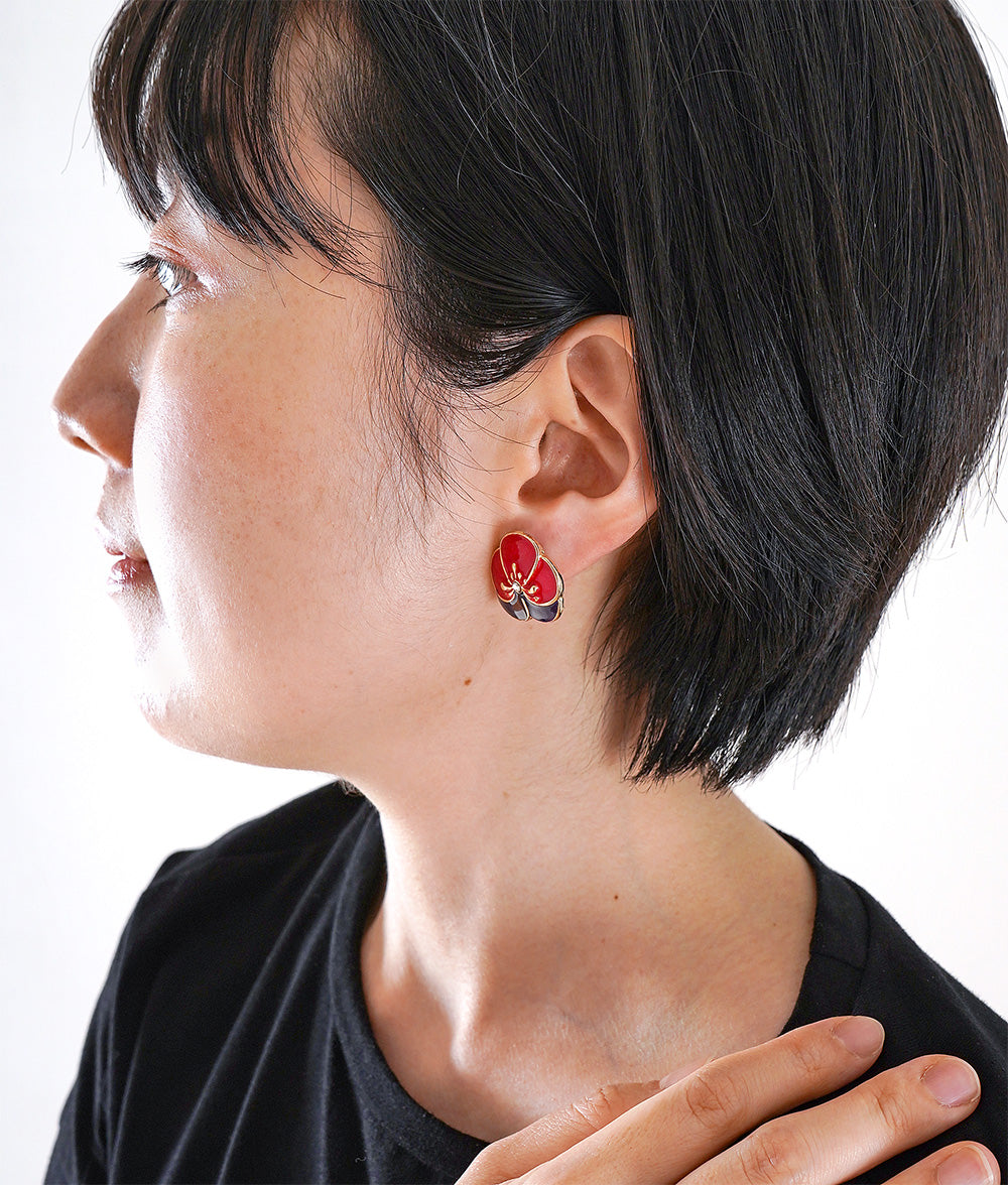 Flower ear clip like cloisonne