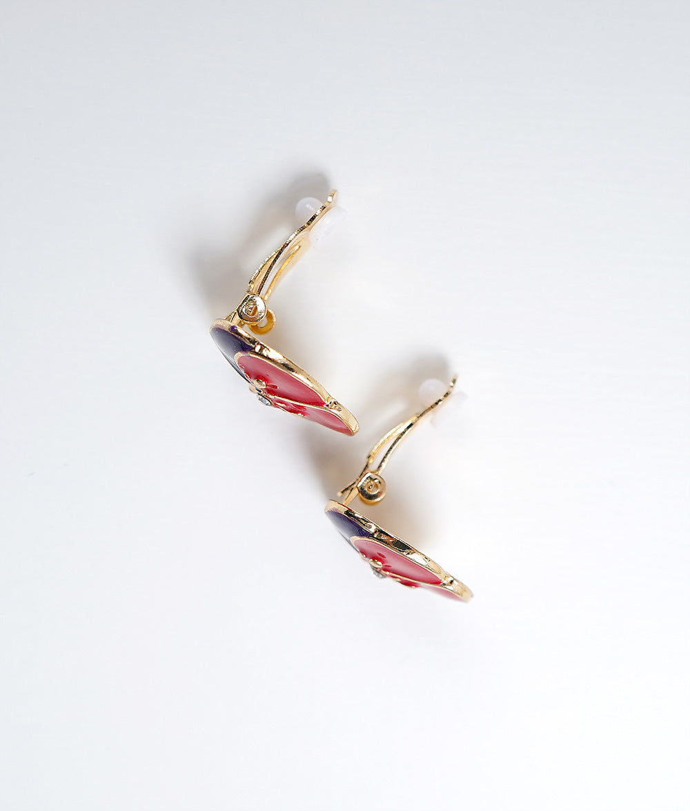 Flower ear clip like cloisonne