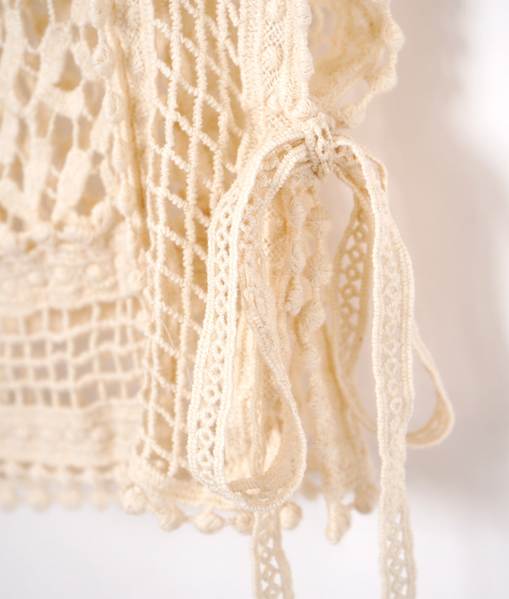 Natural crochet lace vest