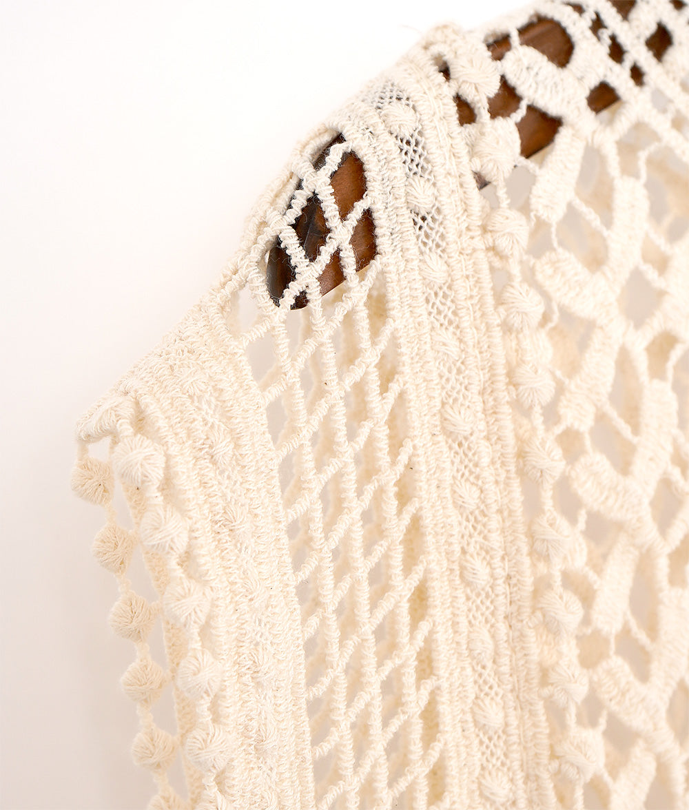 Natural crochet lace vest