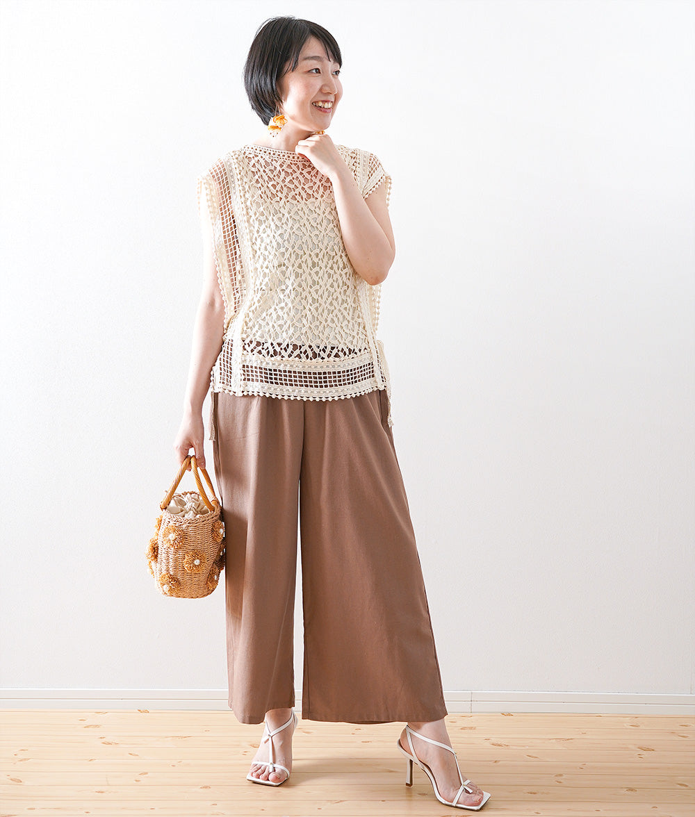 Natural crochet lace vest