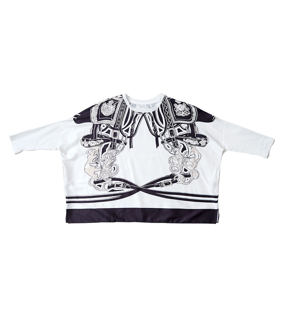 Dolman sleeve blouse with scarf print