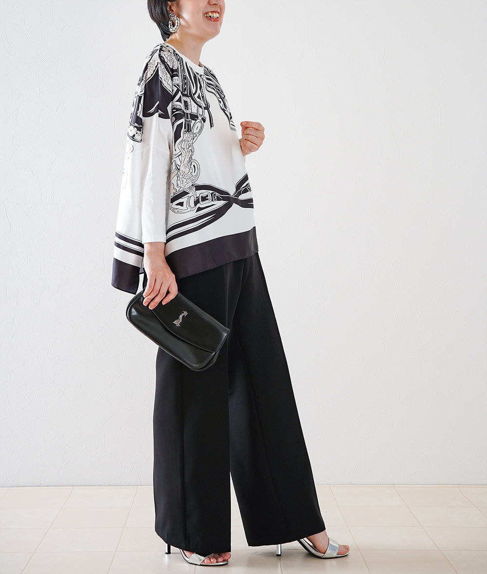 Dolman sleeve blouse with scarf print