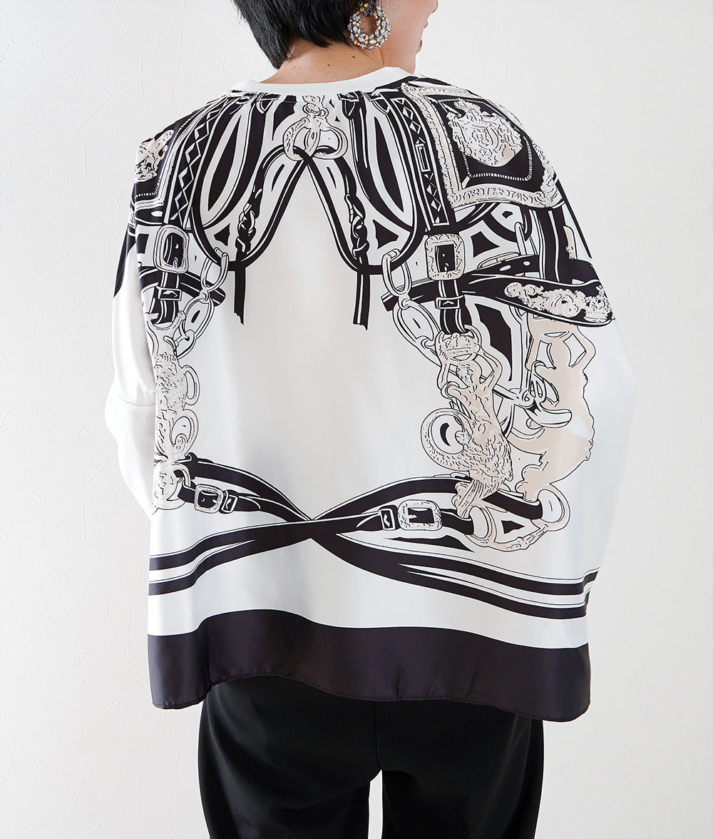 Dolman sleeve blouse with scarf print