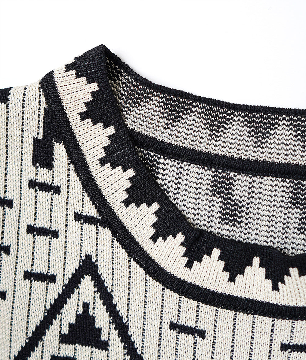 Ethnic-inspired knit jacquard top