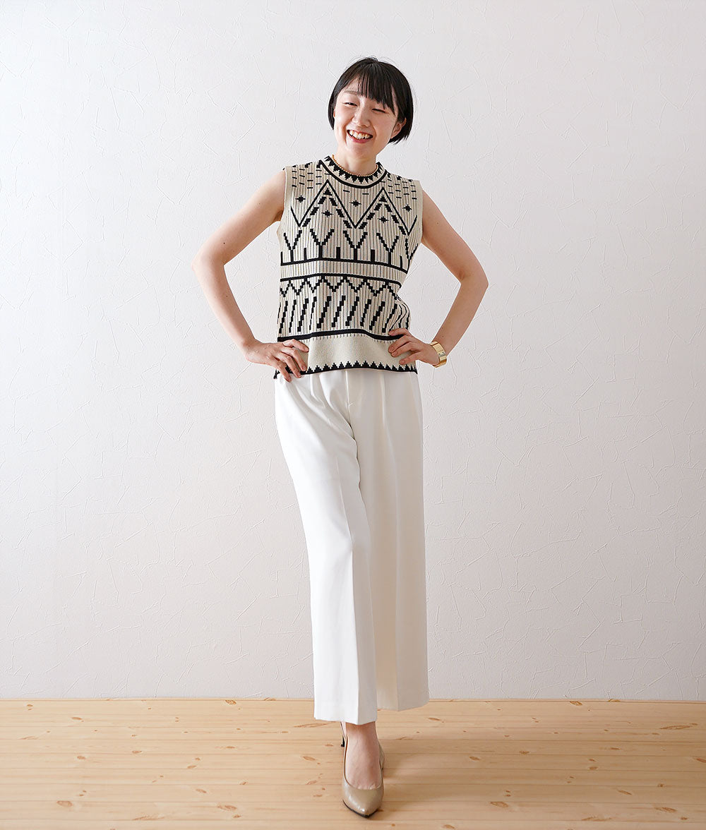 Ethnic-inspired knit jacquard top