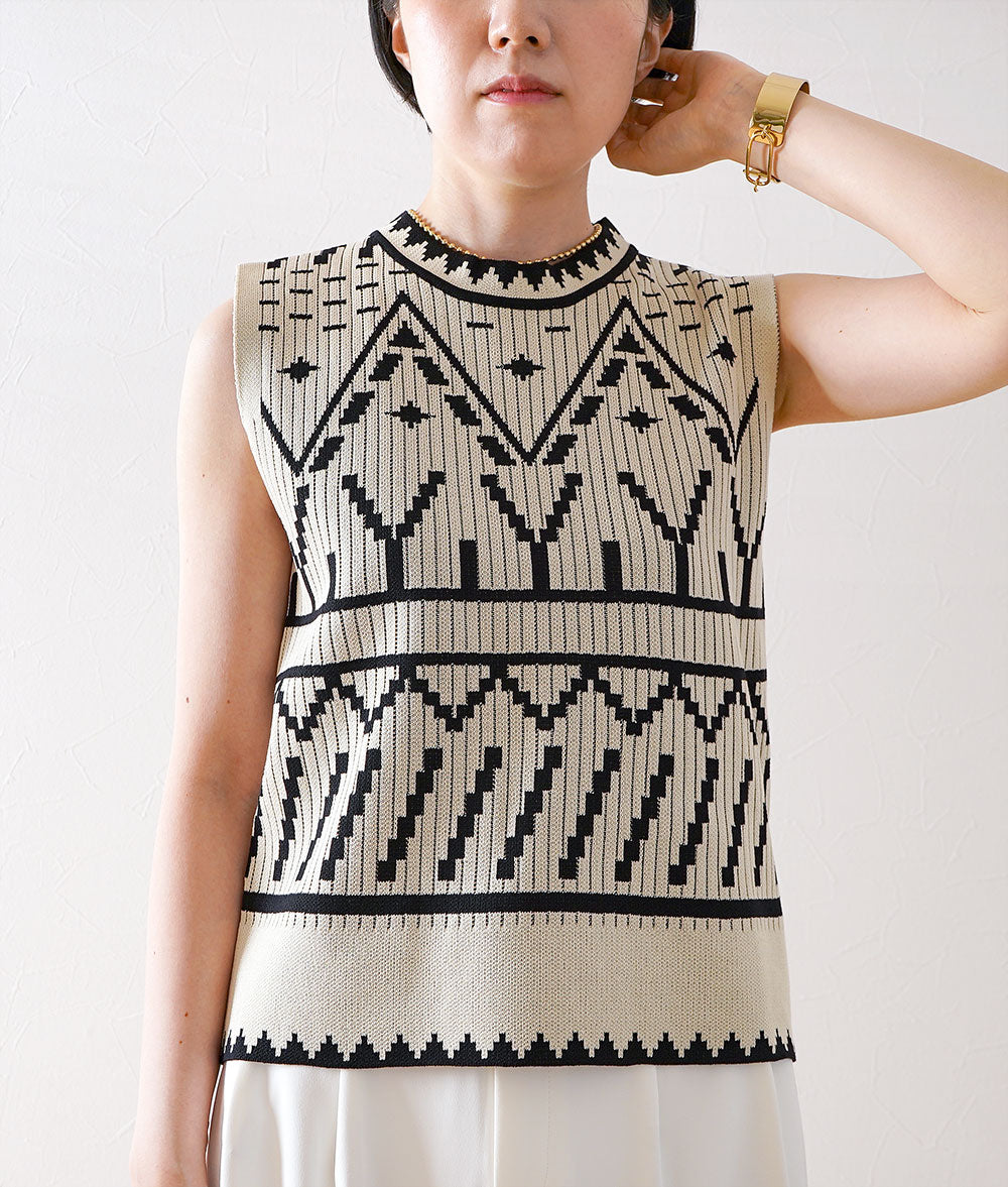 Ethnic-inspired knit jacquard top