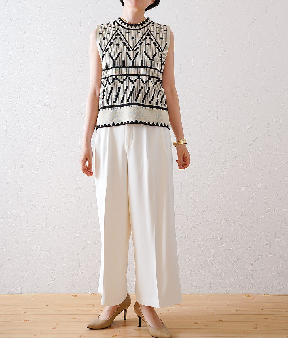 Ethnic-inspired knit jacquard top