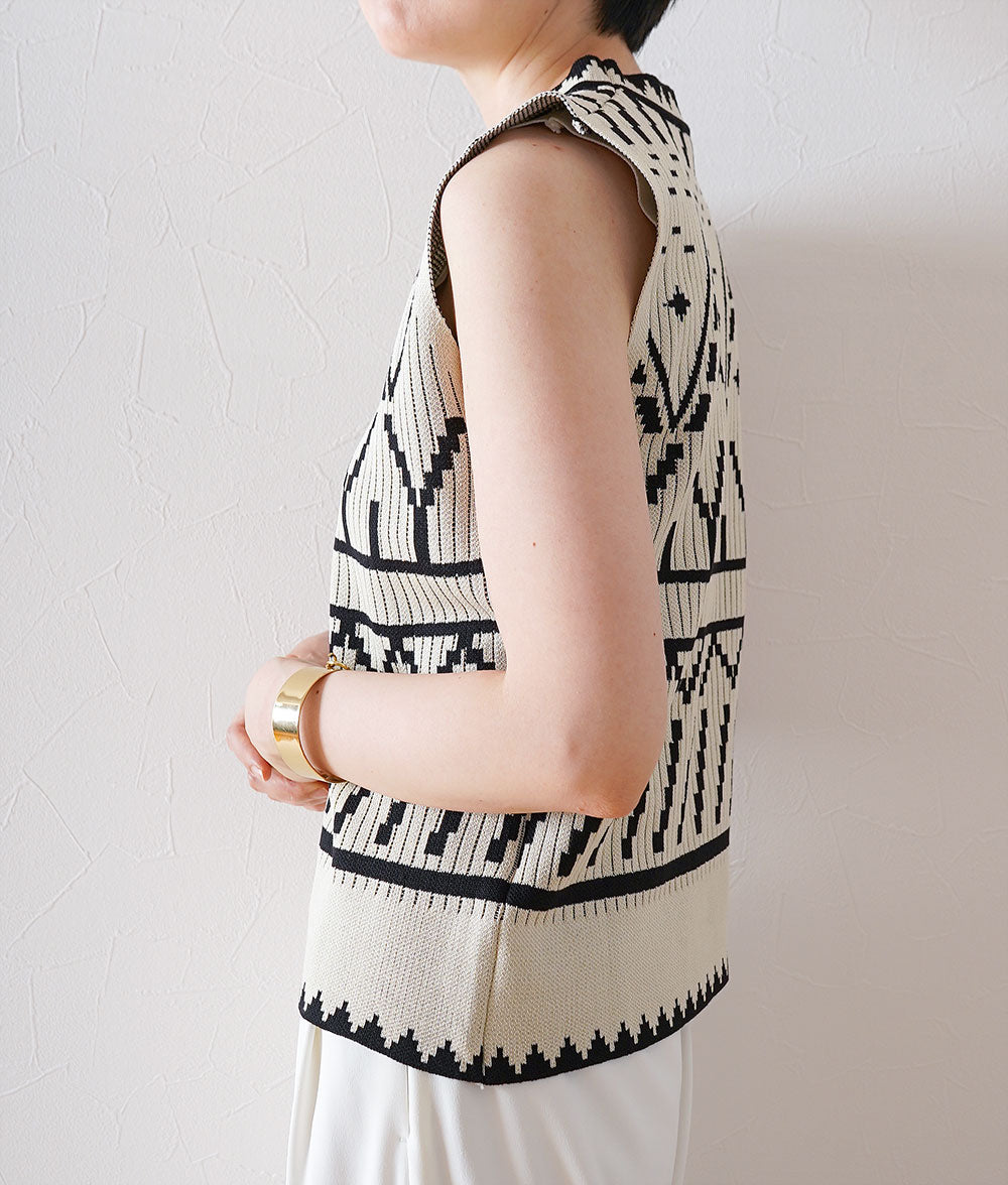Ethnic-inspired knit jacquard top