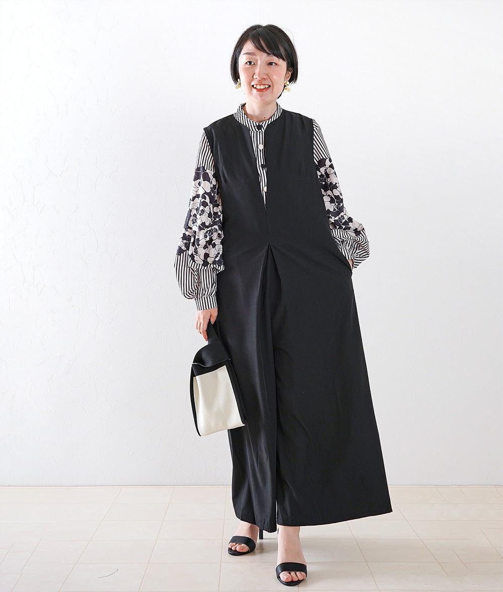 Striped blouse with flower puffy sleeves