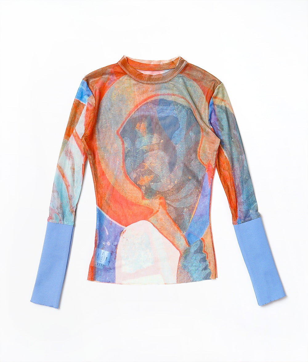 Niche art print mesh top