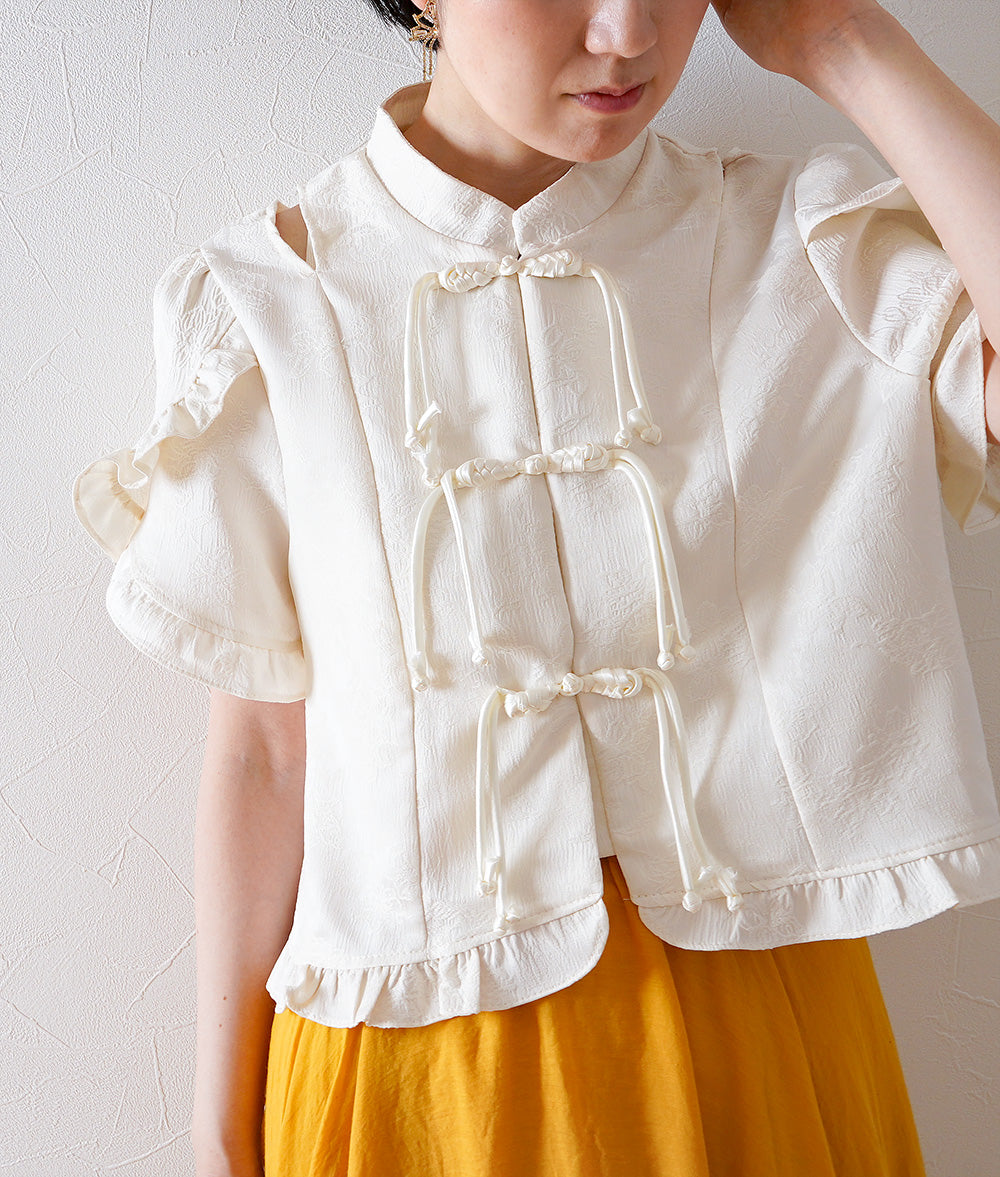 Chinese style ruffled blouse
