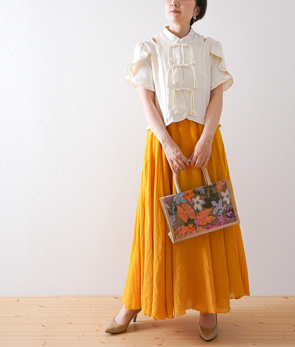 Chinese style ruffled blouse
