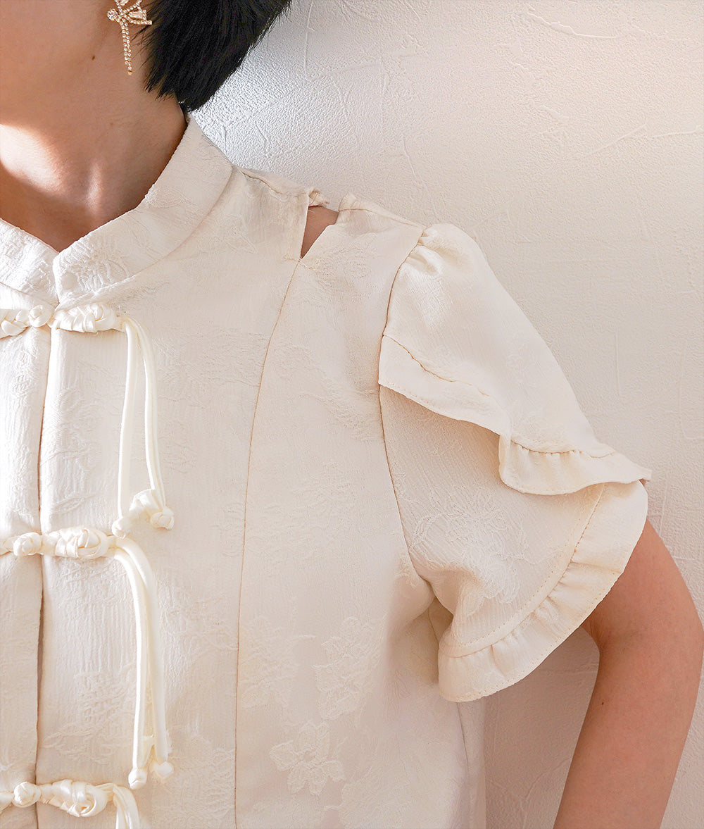 Chinese style ruffled blouse
