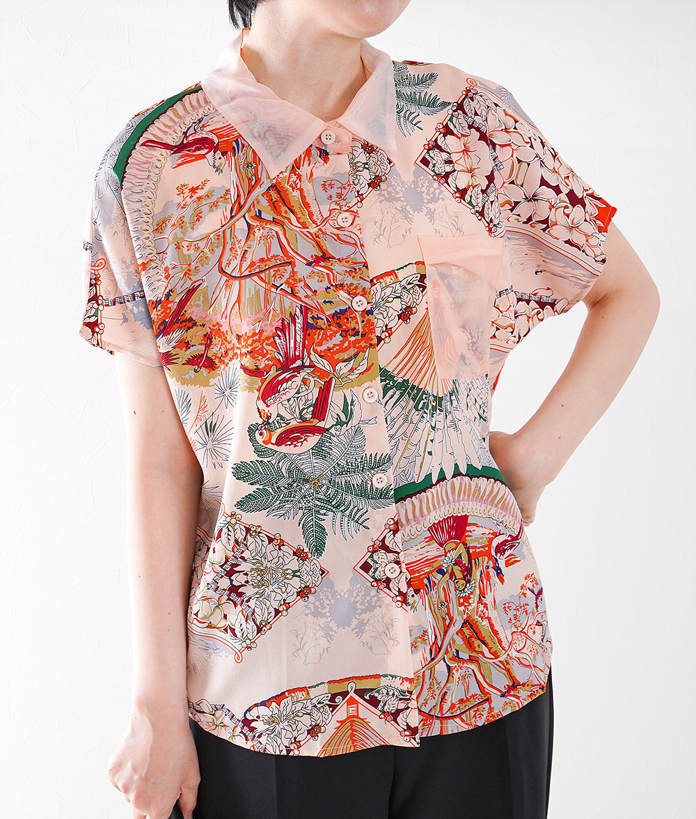 Tropical scarf shirt