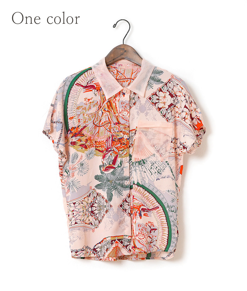 Tropical scarf shirt