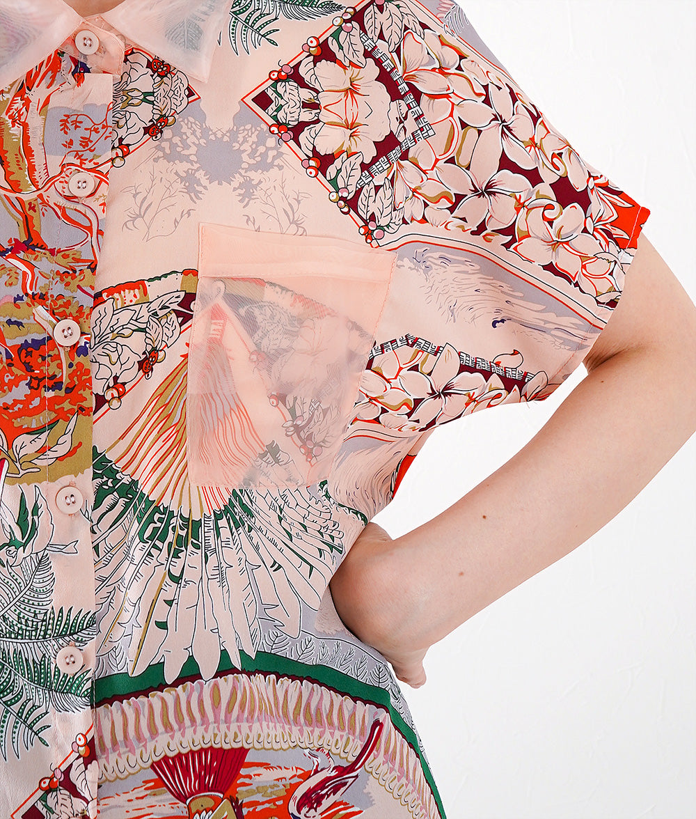 Tropical scarf shirt