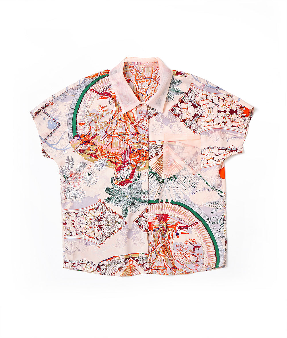 Tropical scarf shirt