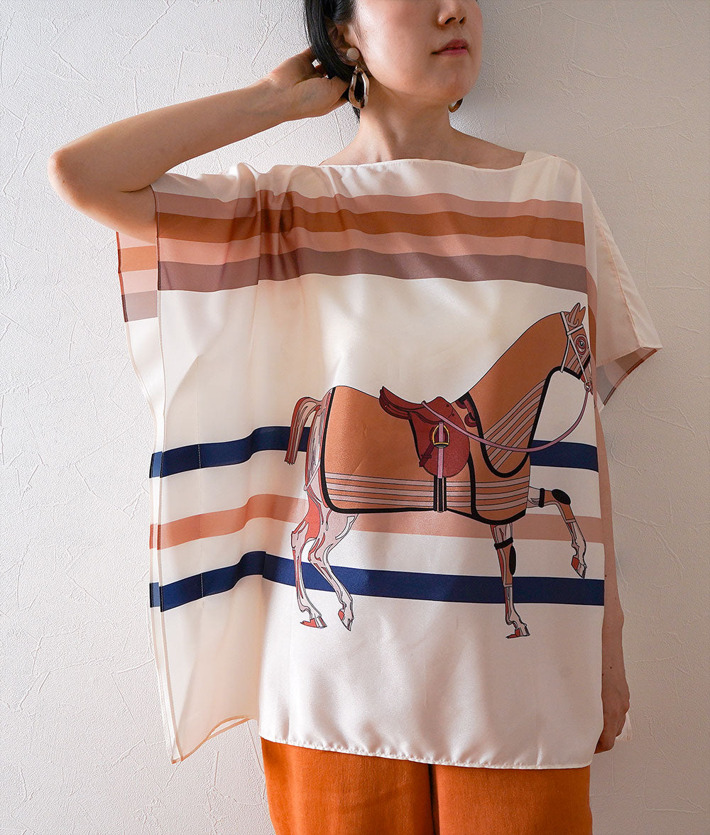 Elegant horse scarf blouse