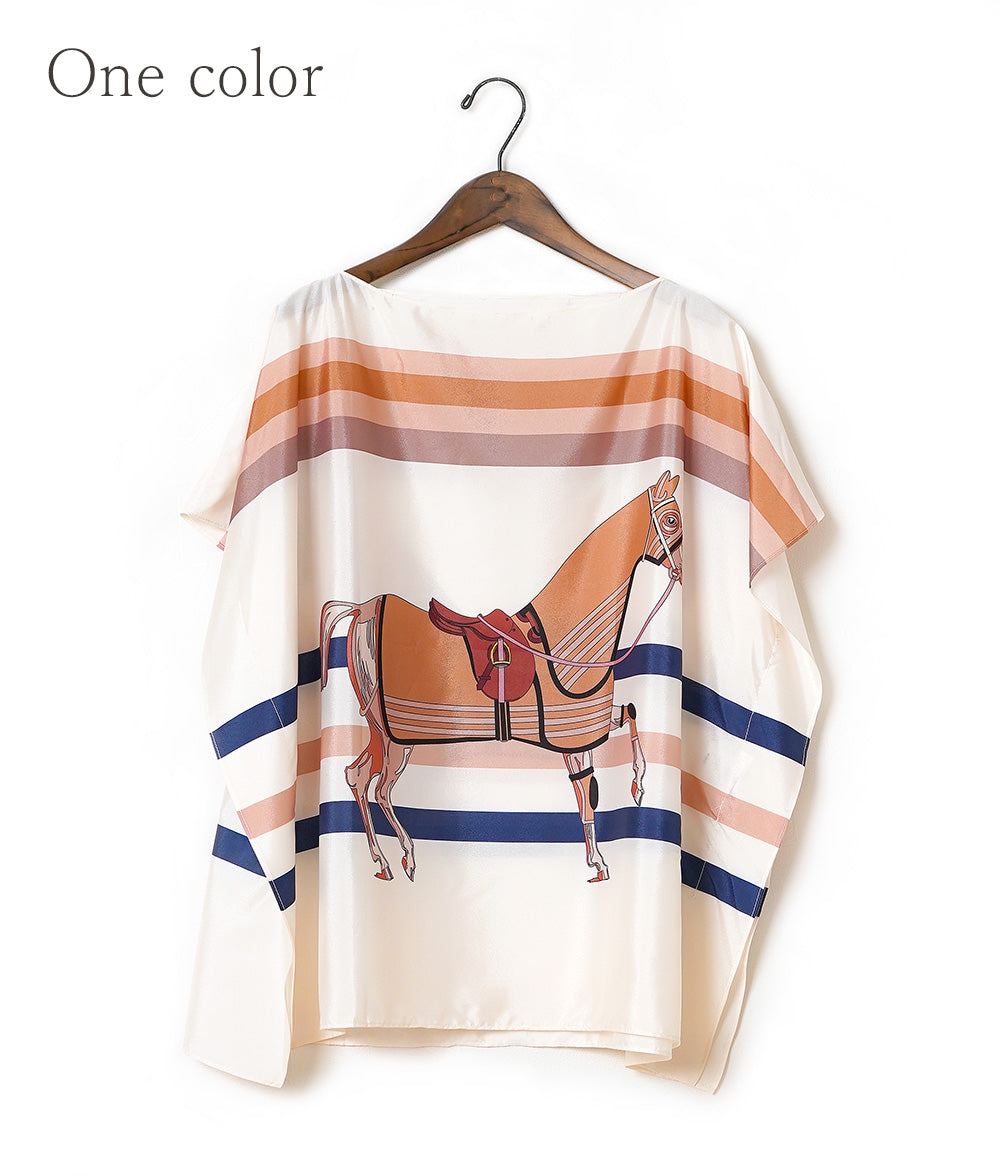 Elegant horse scarf blouse