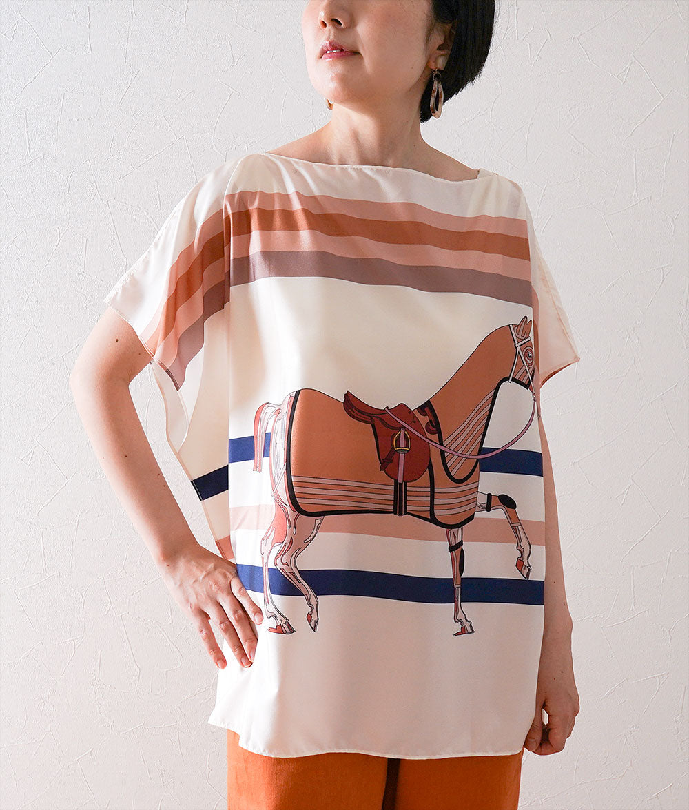 Elegant horse scarf blouse