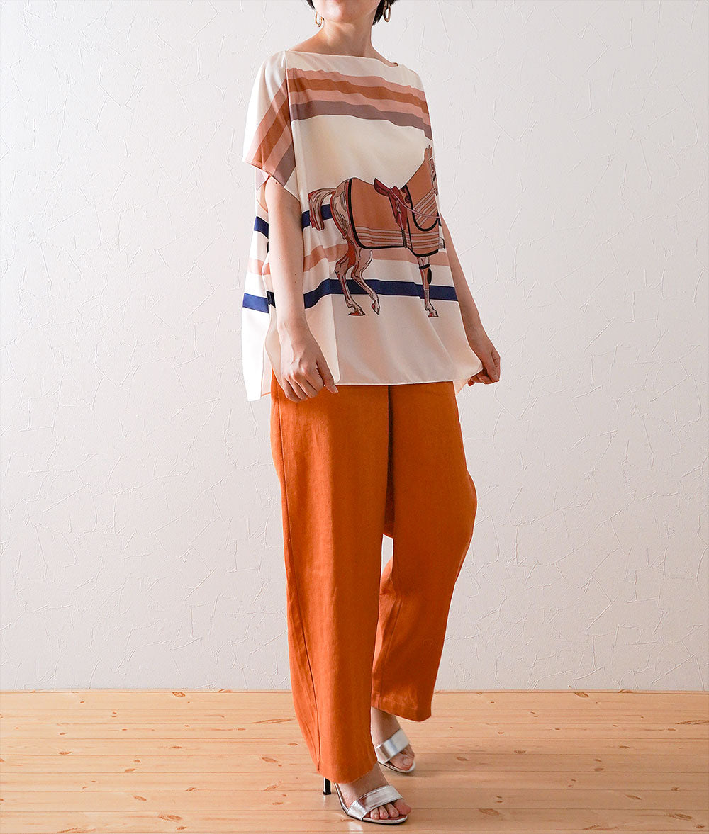 Elegant horse scarf blouse