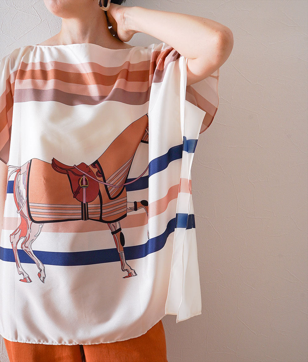Elegant horse scarf blouse
