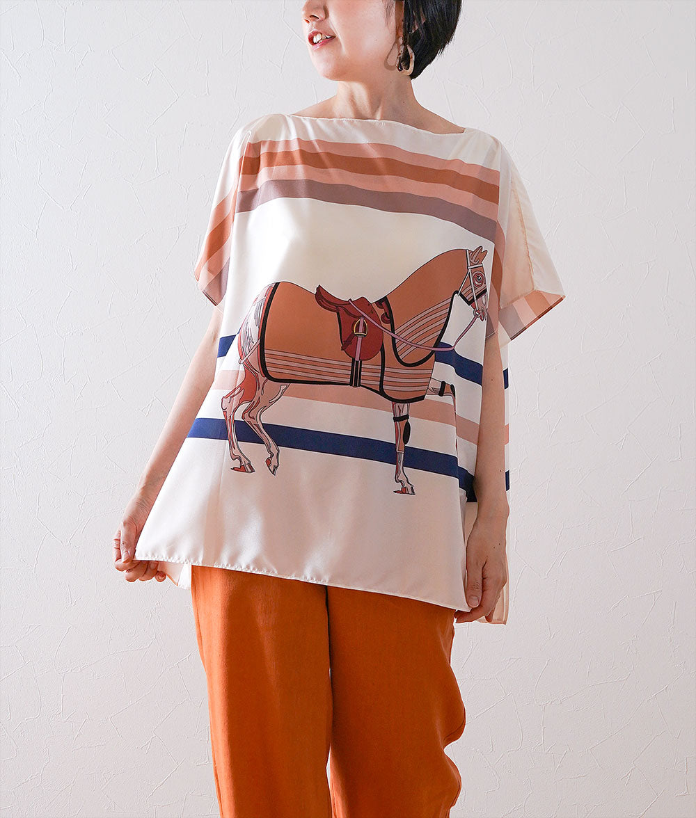 Elegant horse scarf blouse
