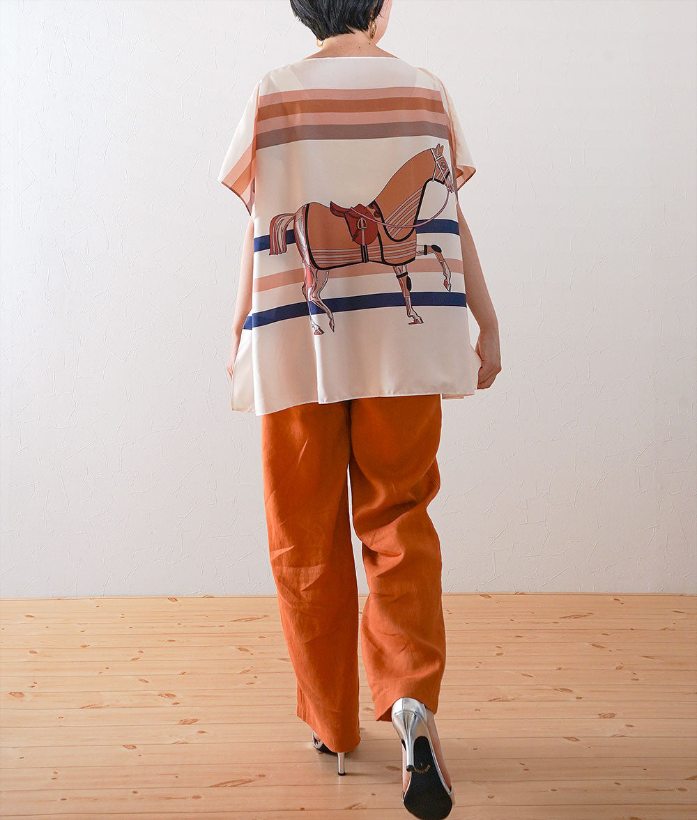 Elegant horse scarf blouse
