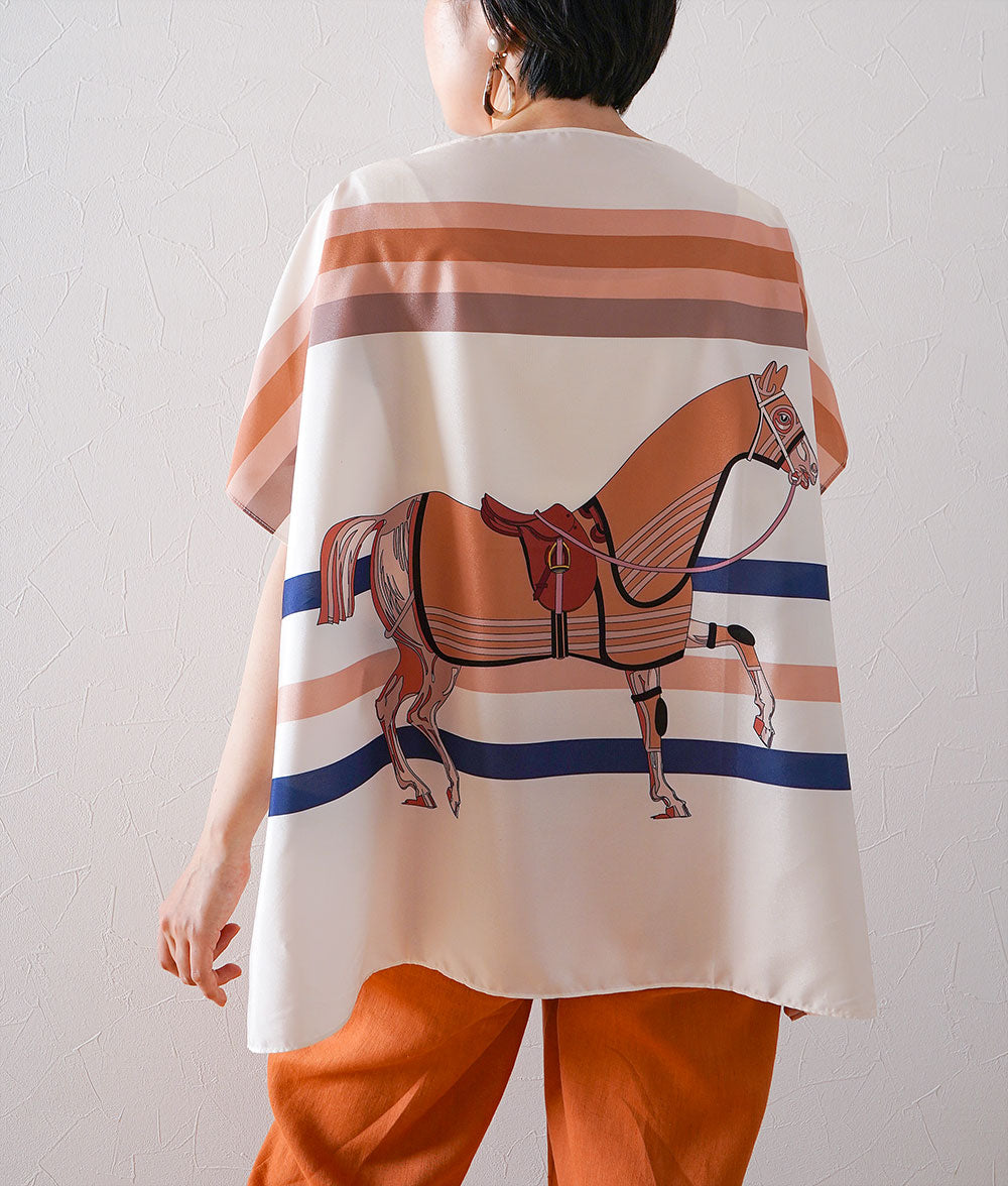 Elegant horse scarf blouse