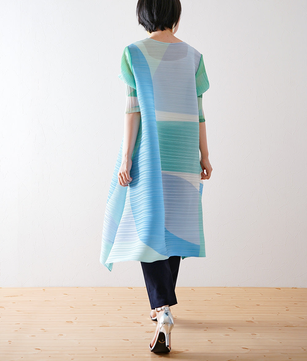 Flowing pattern pleated dress