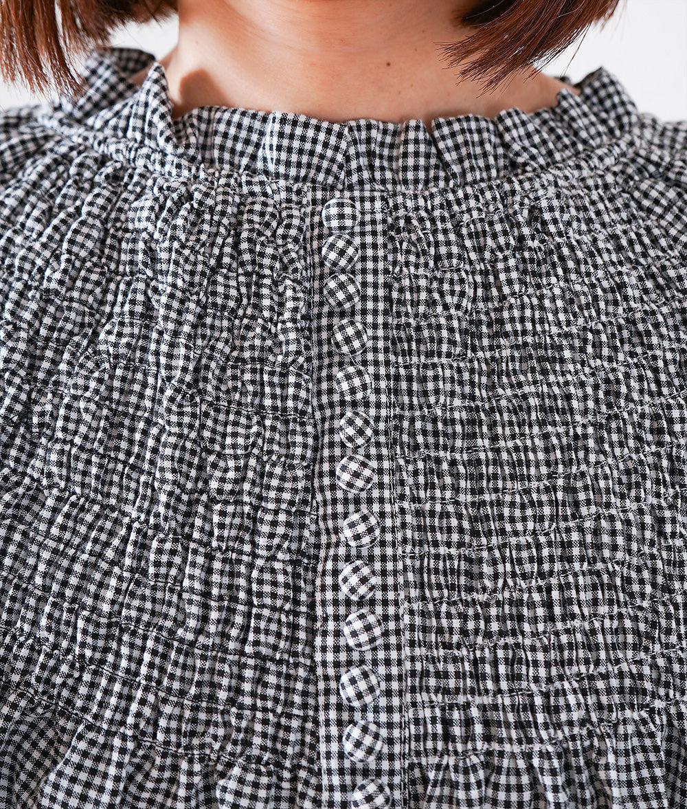 Floral lace and gingham blouse
