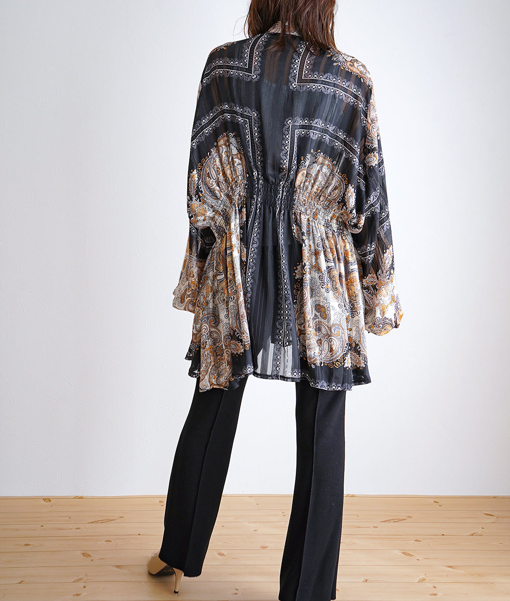 Sheer scarf pattern tunic