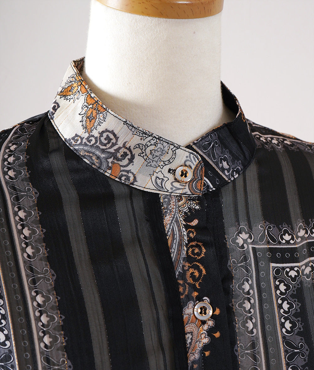 Sheer scarf pattern tunic