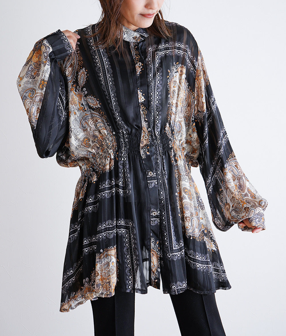 Sheer scarf pattern tunic