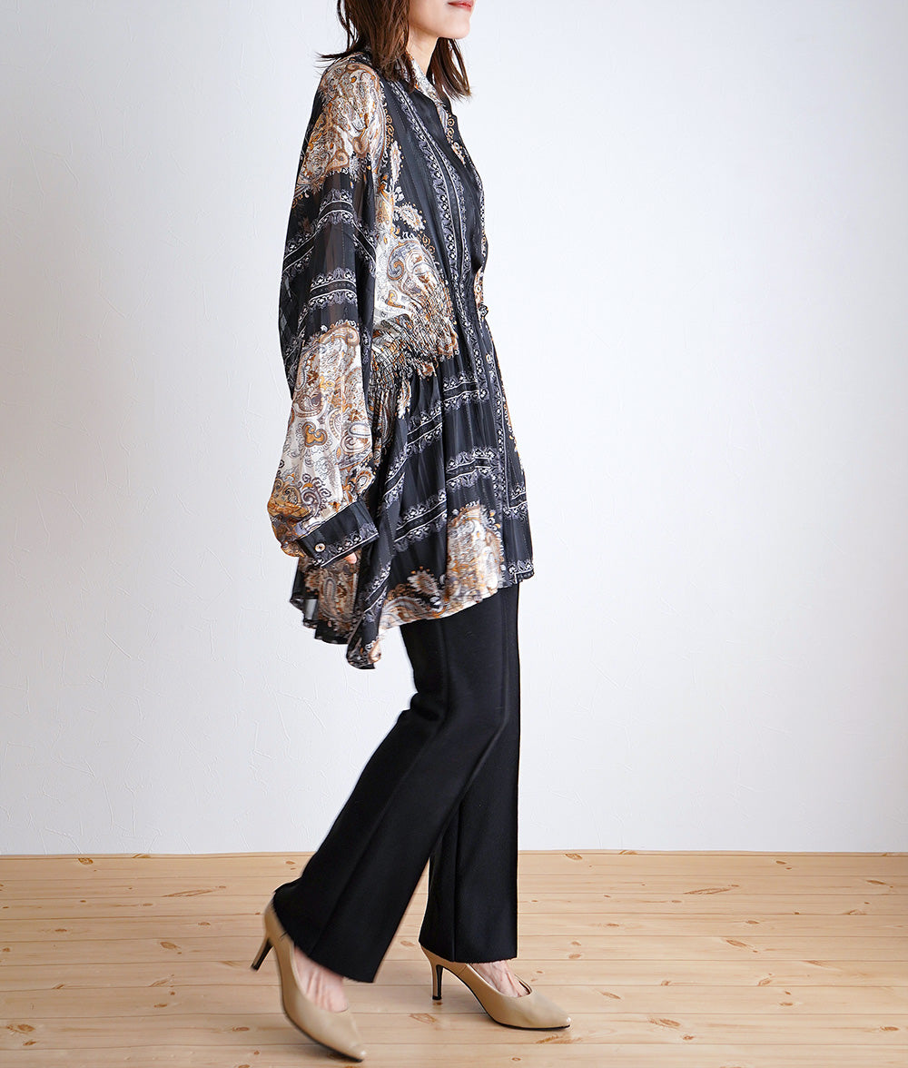 Sheer scarf pattern tunic