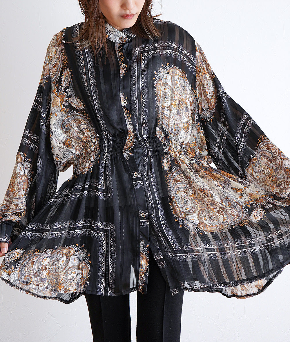 Sheer scarf pattern tunic