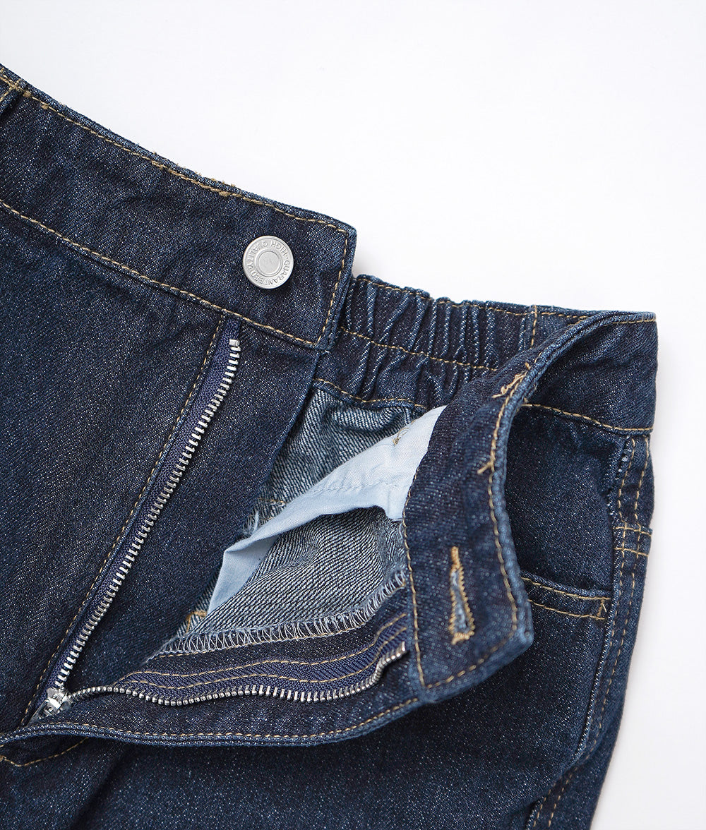 Deep roll-up straight denim pants