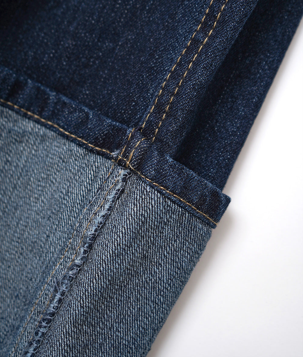 Deep roll-up straight denim pants