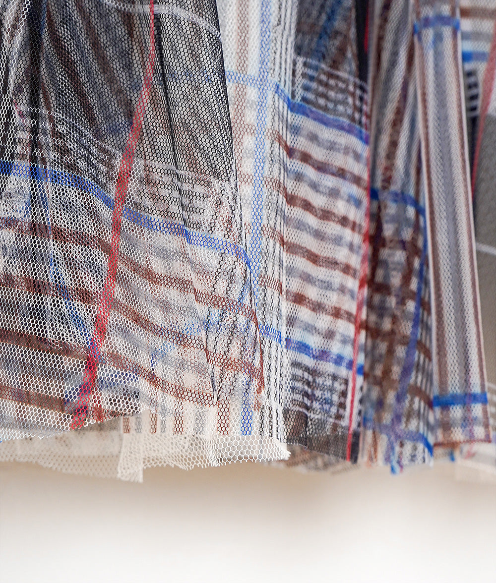 Checked tulle skirt like mille-feuille
