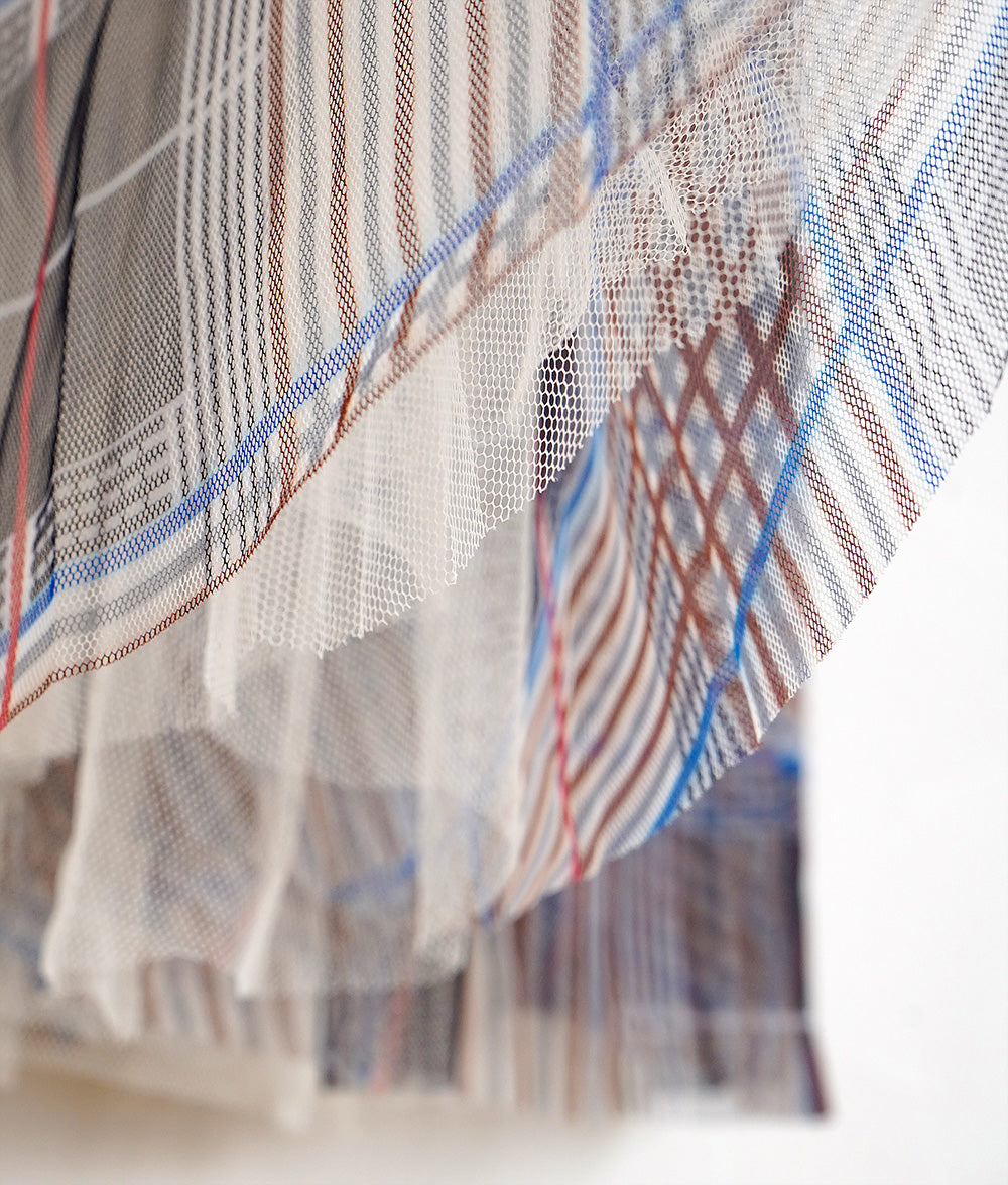 Checked tulle skirt like mille-feuille