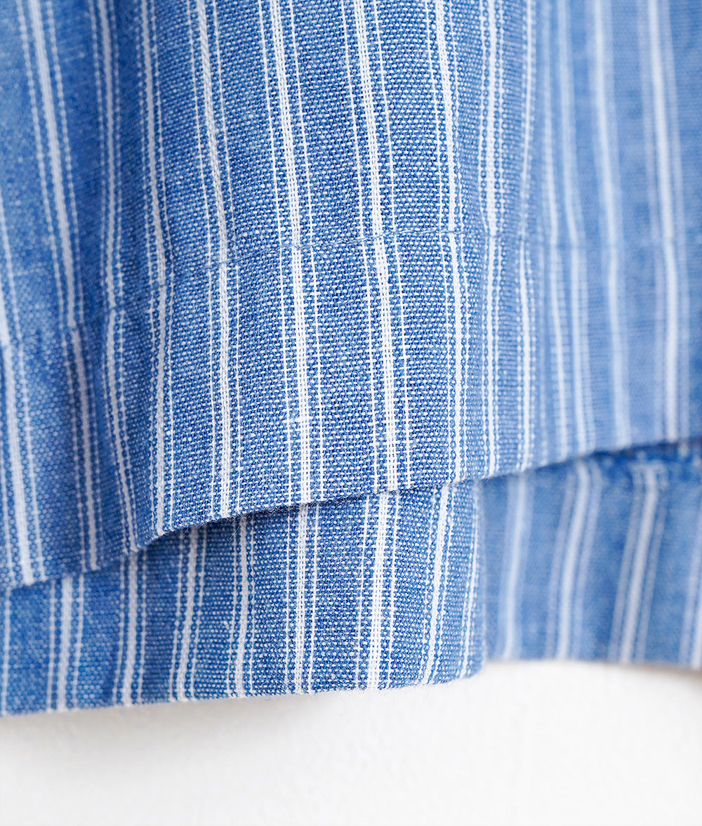 Grape embroidery big color striped blouse