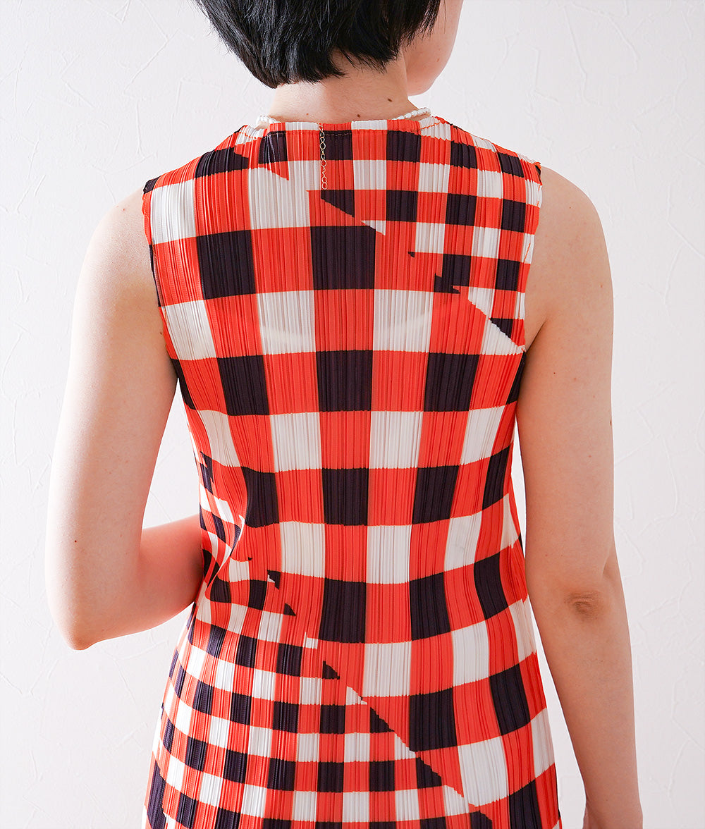 Retro check pleated dress