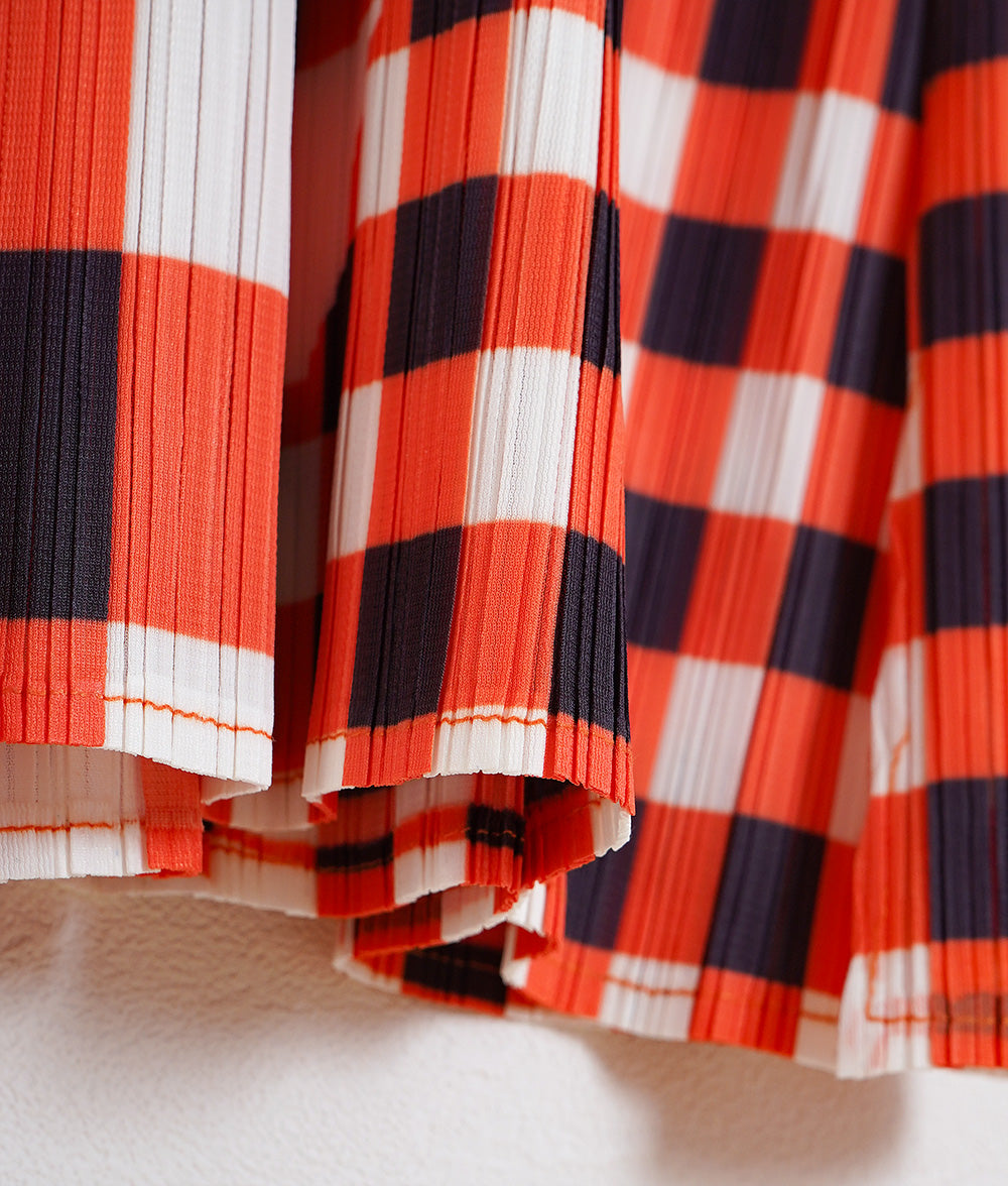 Retro check pleated dress