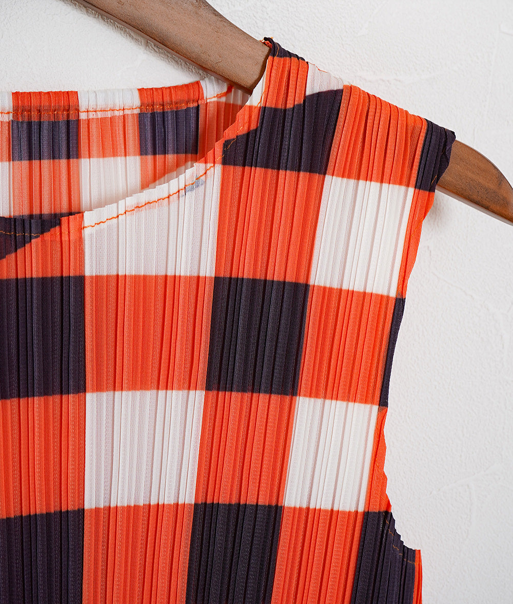 Retro check pleated dress