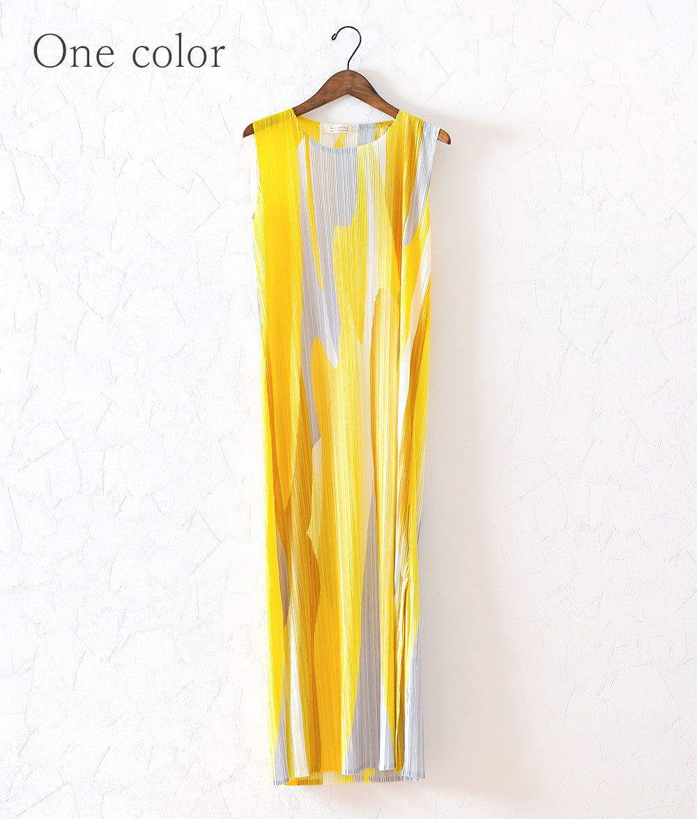 Lemon gradation dress with graphic pattern